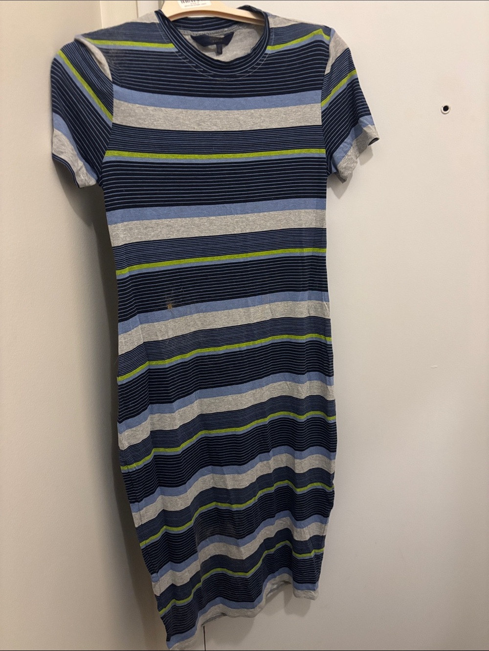 RACHEL Rachel Roy Blue, Gray & Green Striped Midi Dress